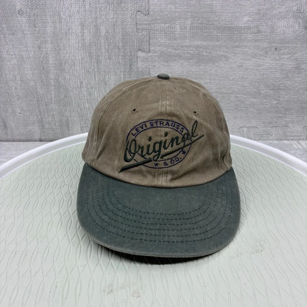 Vintage Levi's Hat Cap Snapback Brown Canvas‎ Levi Strauss Original Two Tone